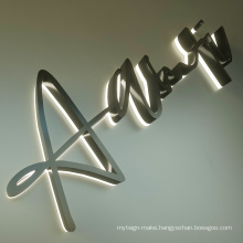 Hot sale 3d led letters popular acrylic store front sign illuminate backlit letter company wall led letter